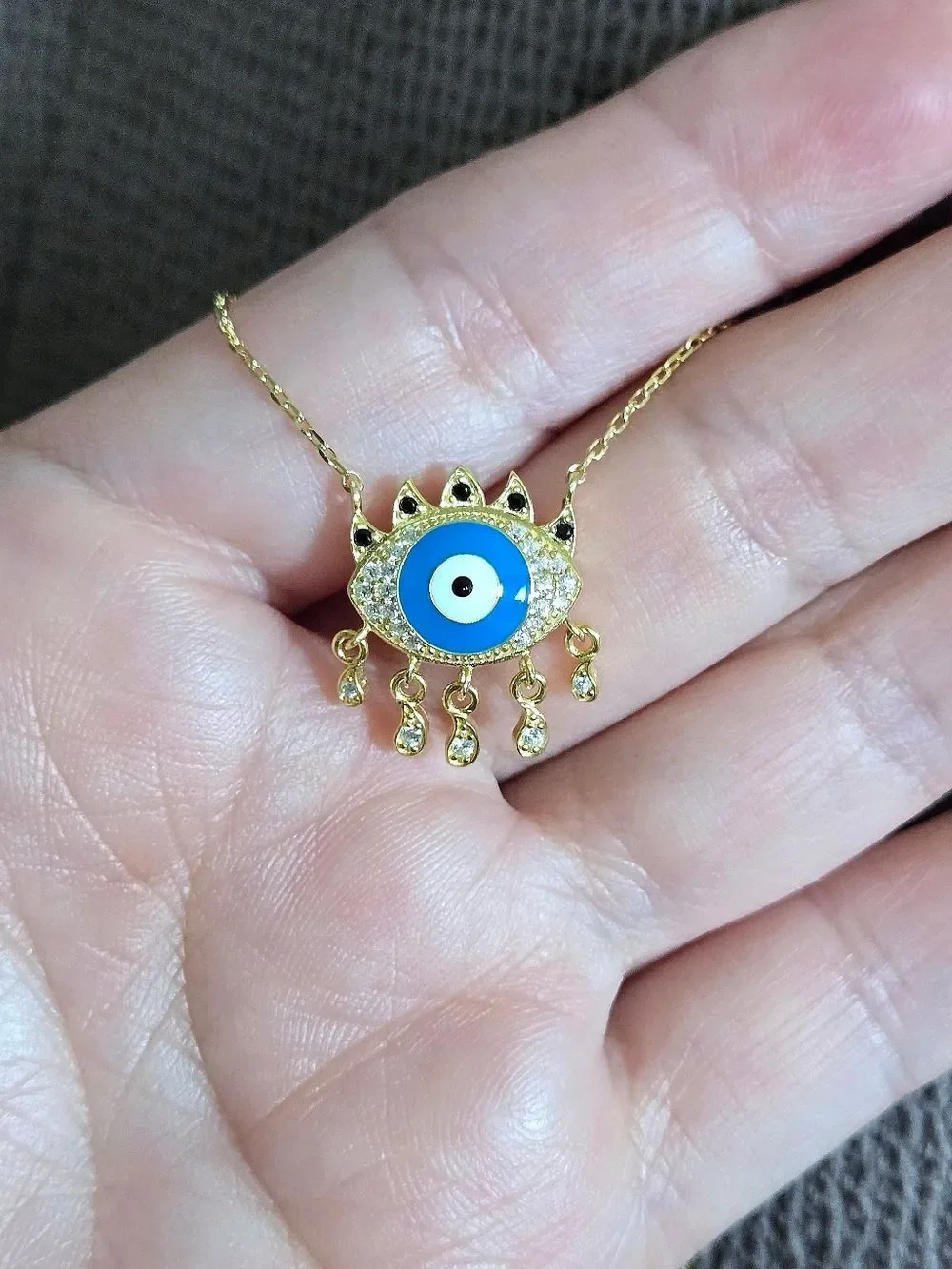 Fancy Silver🤍 Evil Eye🧿 Pendant Necklace